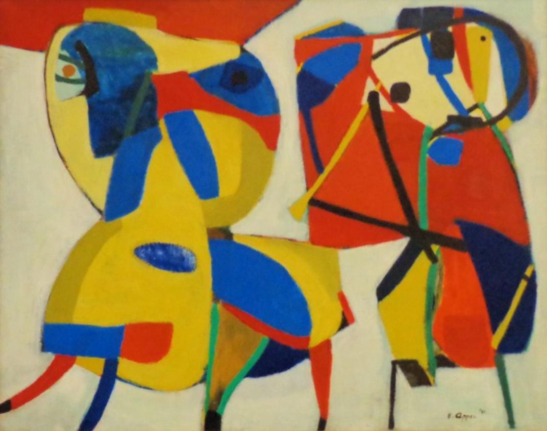 卡雷尔·阿佩尔《马和长笛演奏者》Horse and Flute Player