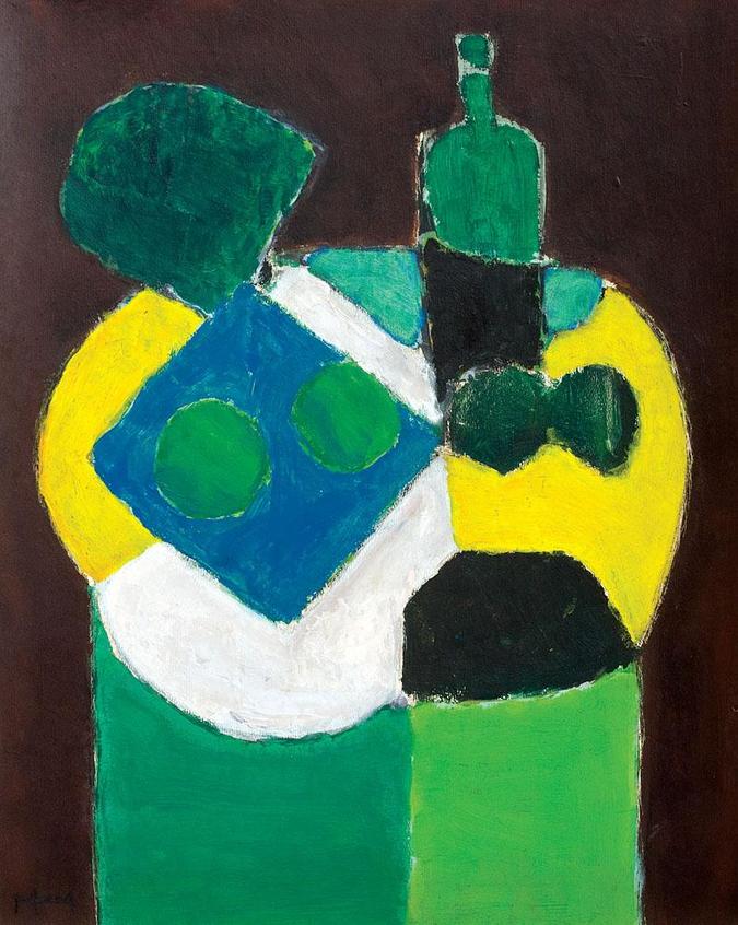艾恩·帕恰《带绿色瓶子的小桌子》Gueridon With Green Bottle